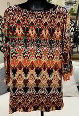 Southern Lady Southern Lady Coral Hickory 3/4 Sleeve Top