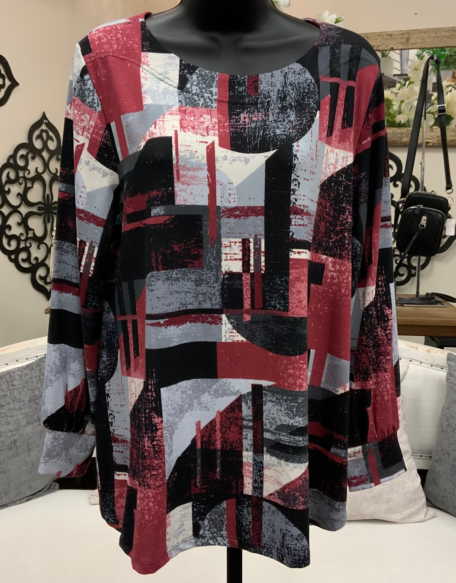L.Hamrick L.Hamrick Rose/Black L/S Top BK