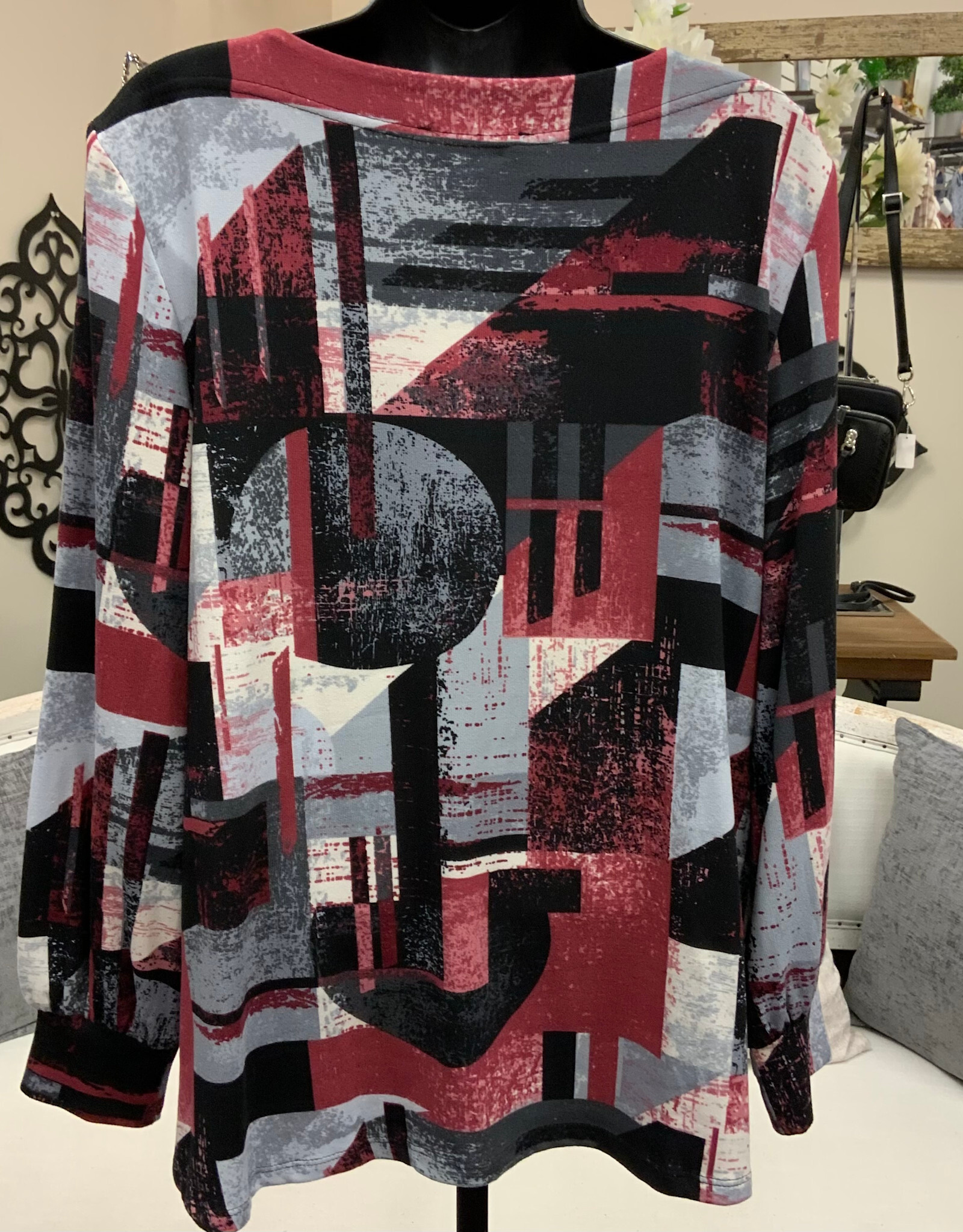 L.Hamrick L.Hamrick Rose/Black L/S Top BK