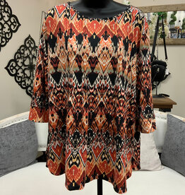 N Touch Links Gumbo Yellow Rust 3/4 Sleeve Top