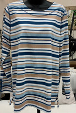 N Touch N Touch Tan Reservoir Stripe 3/4 Sleeve  Top