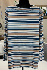 N Touch N Touch Tan Reservoir Stripe 3/4 Sleeve  Top