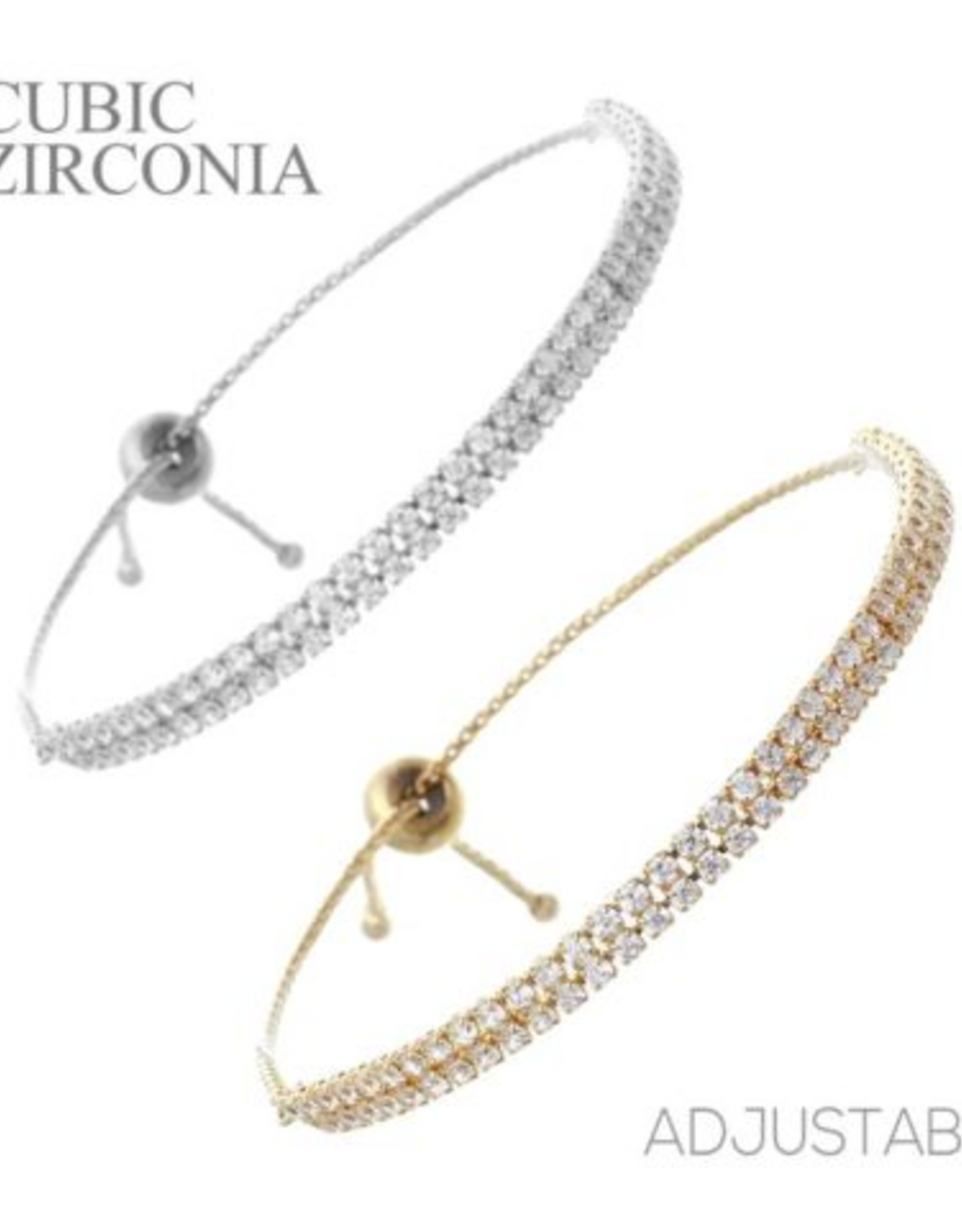 Coronet Jewelry Co Coronet Two Row Cubic Zirconia Slider Bracelet