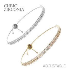 Coronet Jewelry Co Coronet Two Row Cubic Zirconia Slider Bracelet