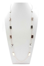 Coronet Coronet 31068 Long Silver/Rose Gold Rectangles Necklace