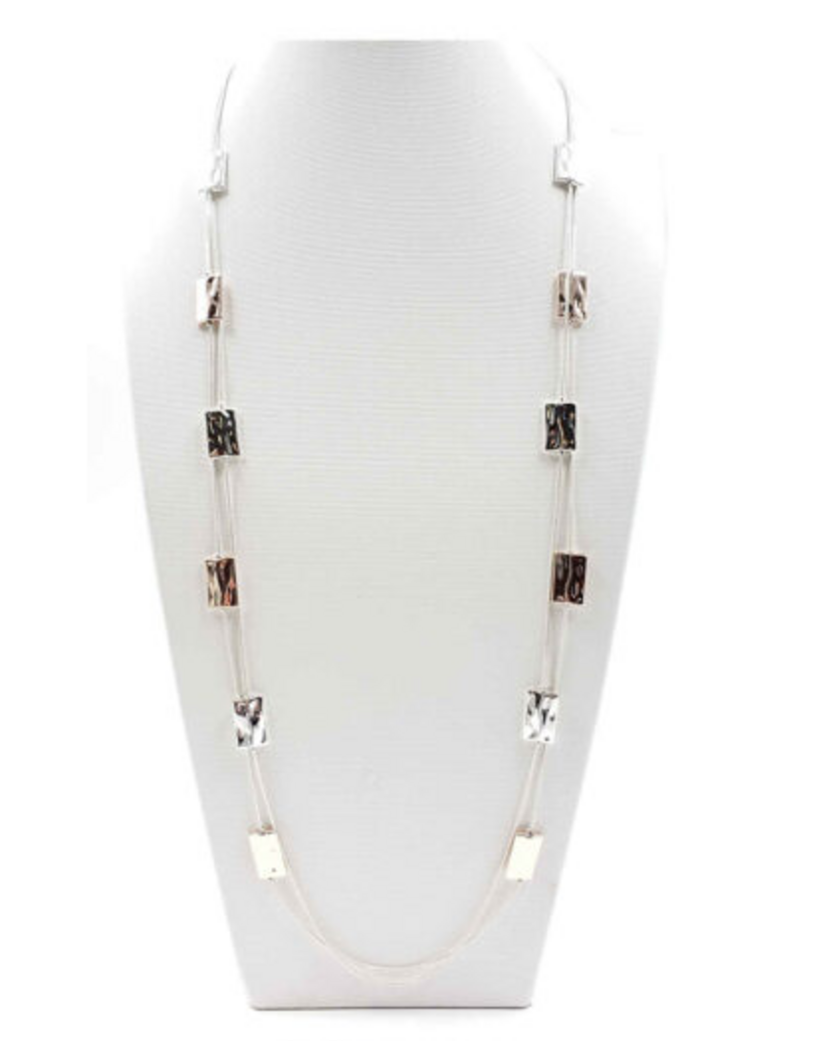 Coronet Coronet 31068 Long Silver/Rose Gold Rectangles Necklace