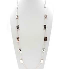 Coronet Coronet 31068 Long Silver/Rose Gold Rectangles Necklace