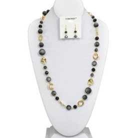 Coronet Coronet Long Gold/Black Beaded Necklace