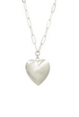 Coronet Jewelry Co Coronet 31147 Matte Heart Locket on Paperclip Chain Necklace