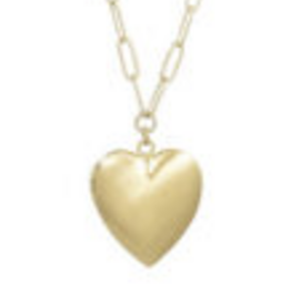 Coronet Jewelry Co Coronet 31147 Matte Heart Locket on Paperclip Chain Necklace