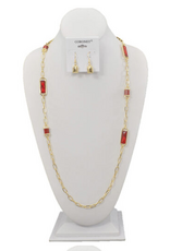 Coronet Coronet Long Gold/Red Chain & Stone Necklace