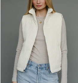 Panache Apparel Panache Cream Corduroy  Zip Up Vest