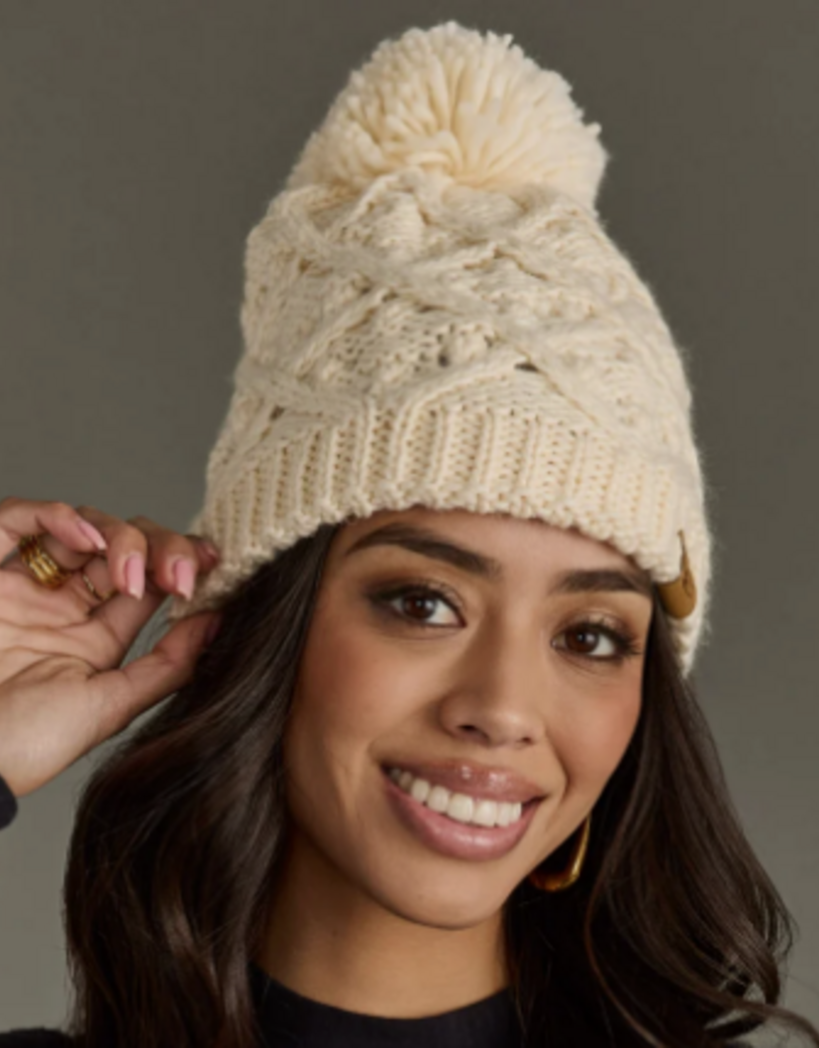 Panache Apparel Panache Cream Knit Pom Hat