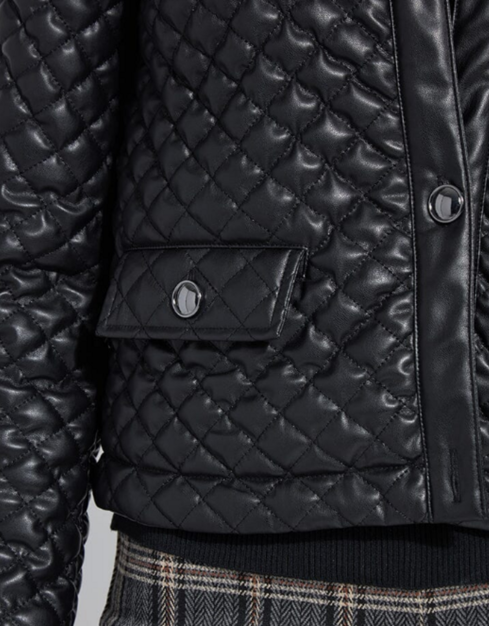 Lysse Lysse  Aurelle Black Quilted Vegan Leather Jacket