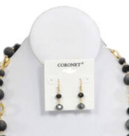Coronet Coronet Gold/Black Beaded Earring