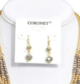 Coronet Coronet Gold/Grey Beaded Earring Coronet Coronet Gold/Grey Beaded Earring