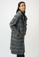 Joseph Ribkoff Joseph Ribkoff Blk/Wht Feather Yarn Plaid Jacquard Coat w/Faux Fur Trim Joseph Ribkoff Joseph Ribkoff Blk/Wht Feather Yarn Plaid Jacquard Coat w/Faux Fur Trim
