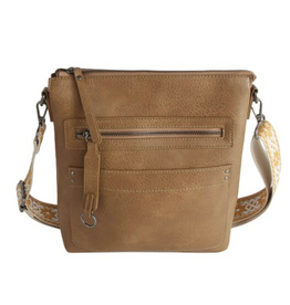 Coronet Jewelry Co Coronet Mocha Front Zip Crossbody w/Guitar Strap