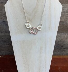 Coronet Jewelry Co Coronet  Silver/Pink Enamel Circles Necklace