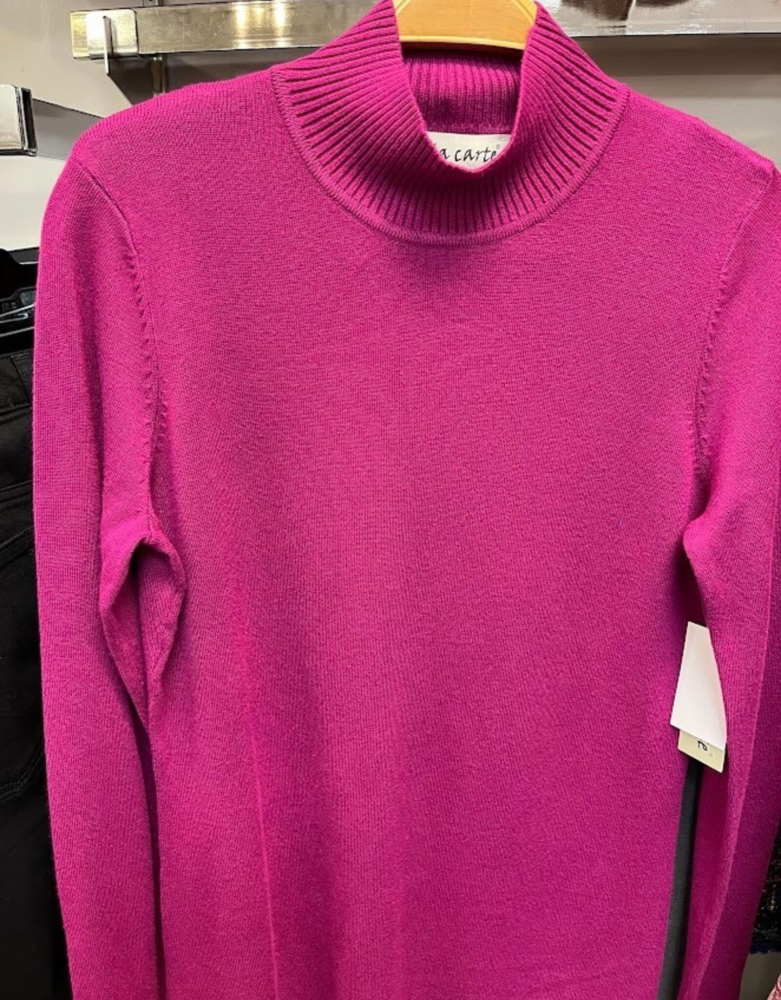 Trisha Tyler Trisha Tyler Fuschia Cowl Neck Sweater w/Pocket & Stitch Detail CC