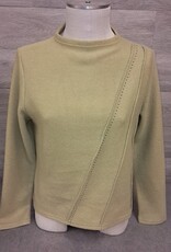Trisha Tyler Trisha Tyler  Lime Mock Neck Angled Sweater w/Embroidery CL