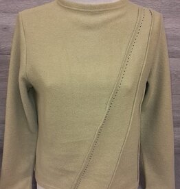 Trisha Tyler Trisha Tyler  Lime Mock Neck Angled Sweater w/Embroidery CL Trisha Tyler Trisha Tyler  Lime Mock Neck Angled Sweater w/Embroidery CL