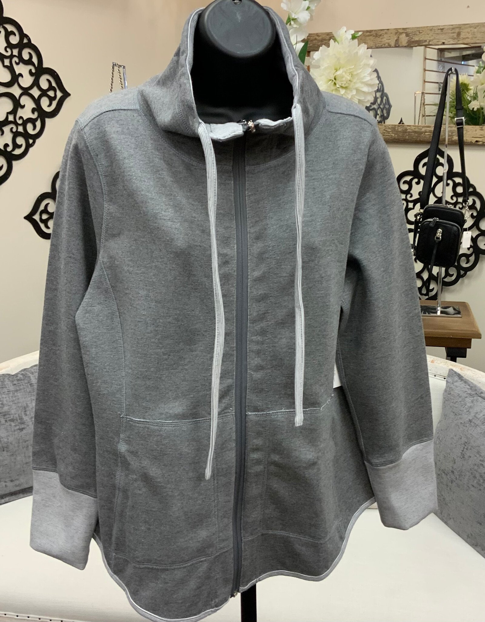 Lulu B Lulu B Grey  Reversible Zip Up Jacket AH