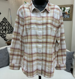 Karenhart Kerenhart  Burgandy  Plaid Button Up Flannel Top LK