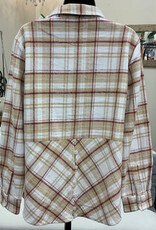 Karenhart Kerenhart  Burgandy  Plaid Button Up Flannel Top LK