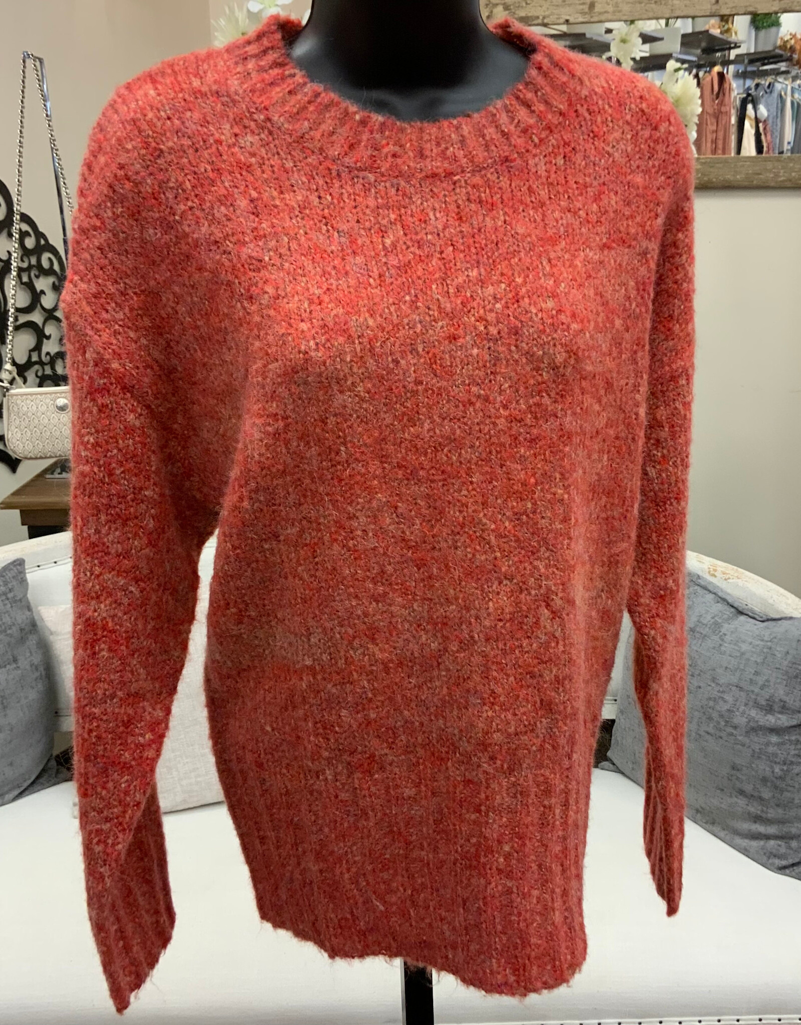 Papillon Papillon  Rust Marble Sweater LS