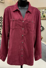 Karenhart Kerenhart  Wine Corduroy  Button Up Top LS