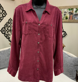 Karenhart Kerenhart Wine Corduroy  Button Up Top LS
