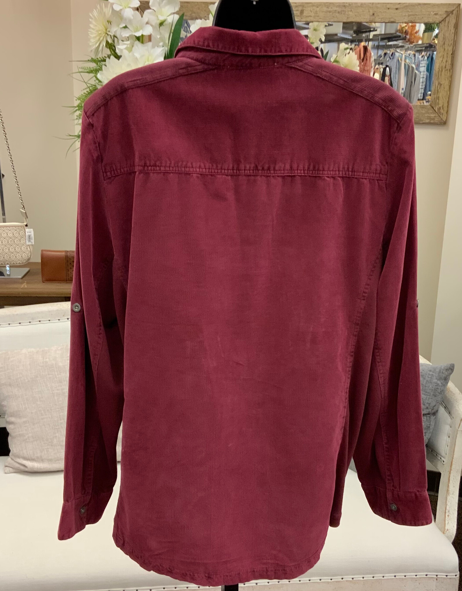 Karenhart Kerenhart  Wine Corduroy  Button Up Top LS