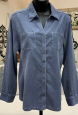 Karenhart Kerenhart  Indigo Corduroy  Button Up Top LS