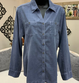 Karenhart Kerenhart  Indigo Corduroy  Button Up Top LS