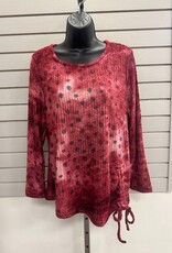 Creation Creation Red Multi Print Eye Lash Detail  L/S Top Creation Creation Red Multi Print Eye Lash Detail  L/S Top