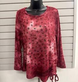 Creation Creation Red Multi Print Eye Lash Detail  L/S Top Creation Creation Red Multi Print Eye Lash Detail  L/S Top