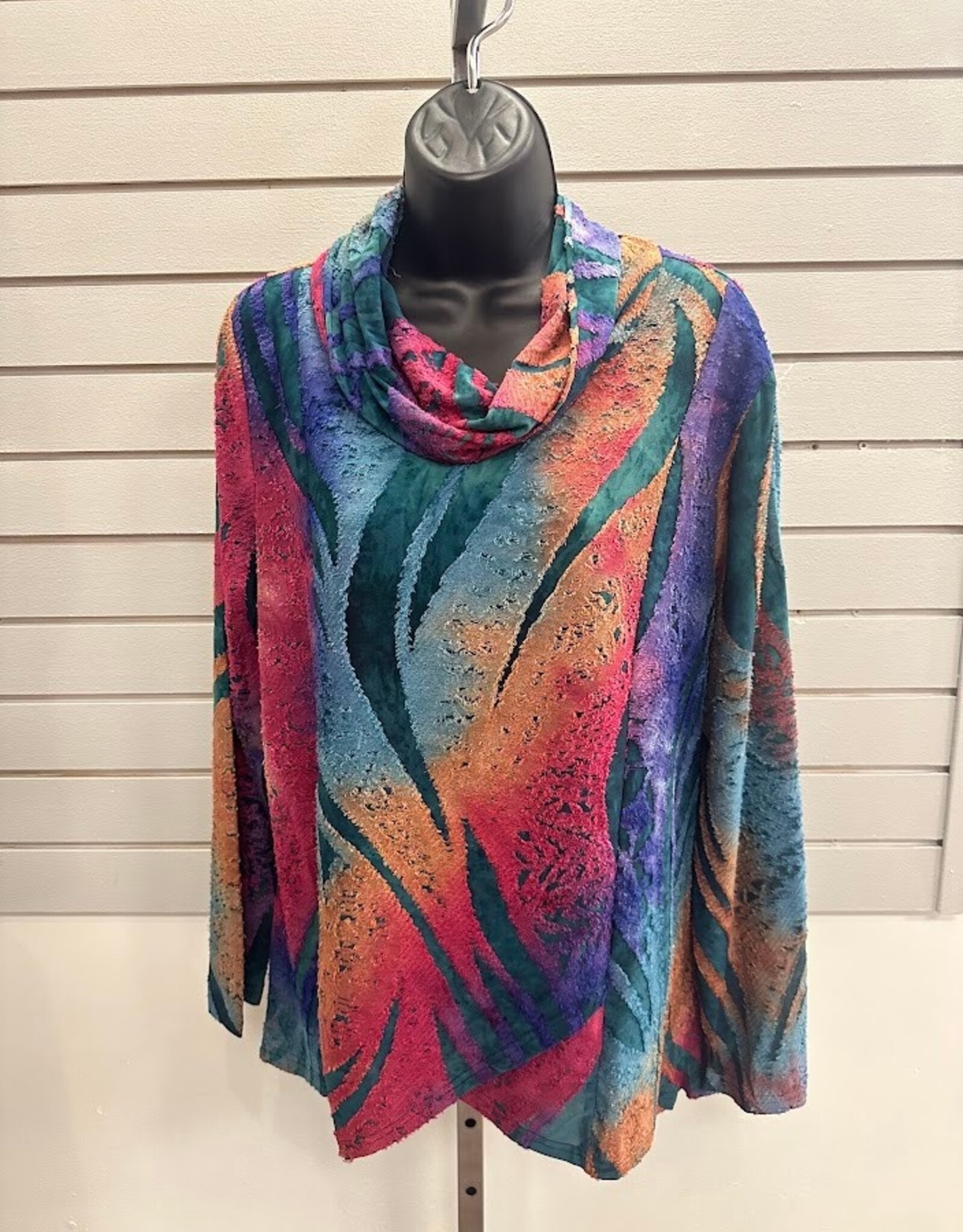 Creation Creation Multi Color Cowl Neck Long Sleeve Top