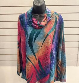 Creation Creation Multi Color Cowl Neck Long Sleeve Top