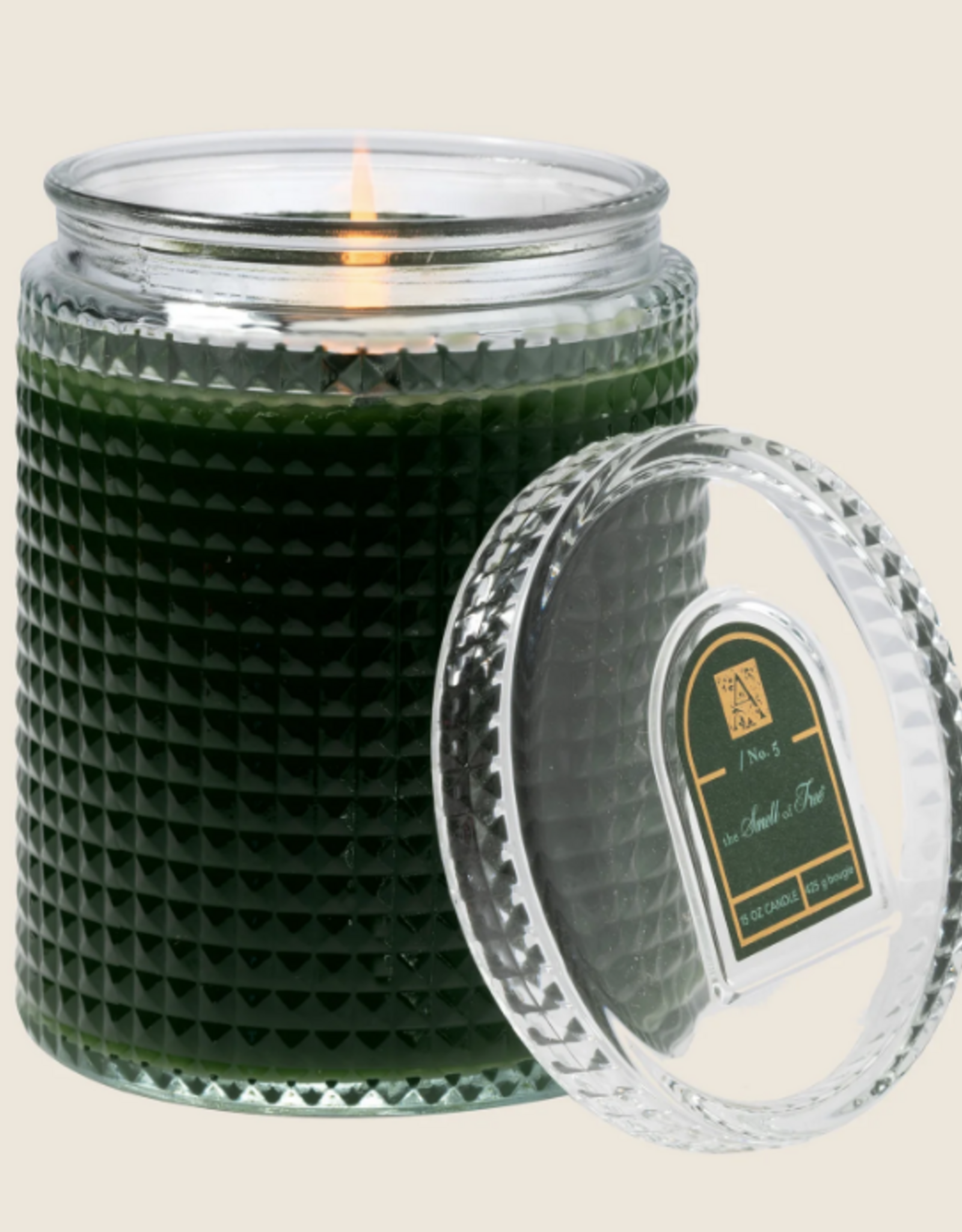 Aromatique Aromatique Smell of Tree Textured Glass Candle W/Lid 15 0z BO
