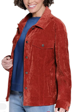 Sharon Young Inc Tru Luxe Rust Velveteen  Snap Up Shirt Jacket