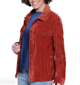 Sharon Young Inc Tru Luxe Rust Velveteen  Snap Up Shirt Jacket