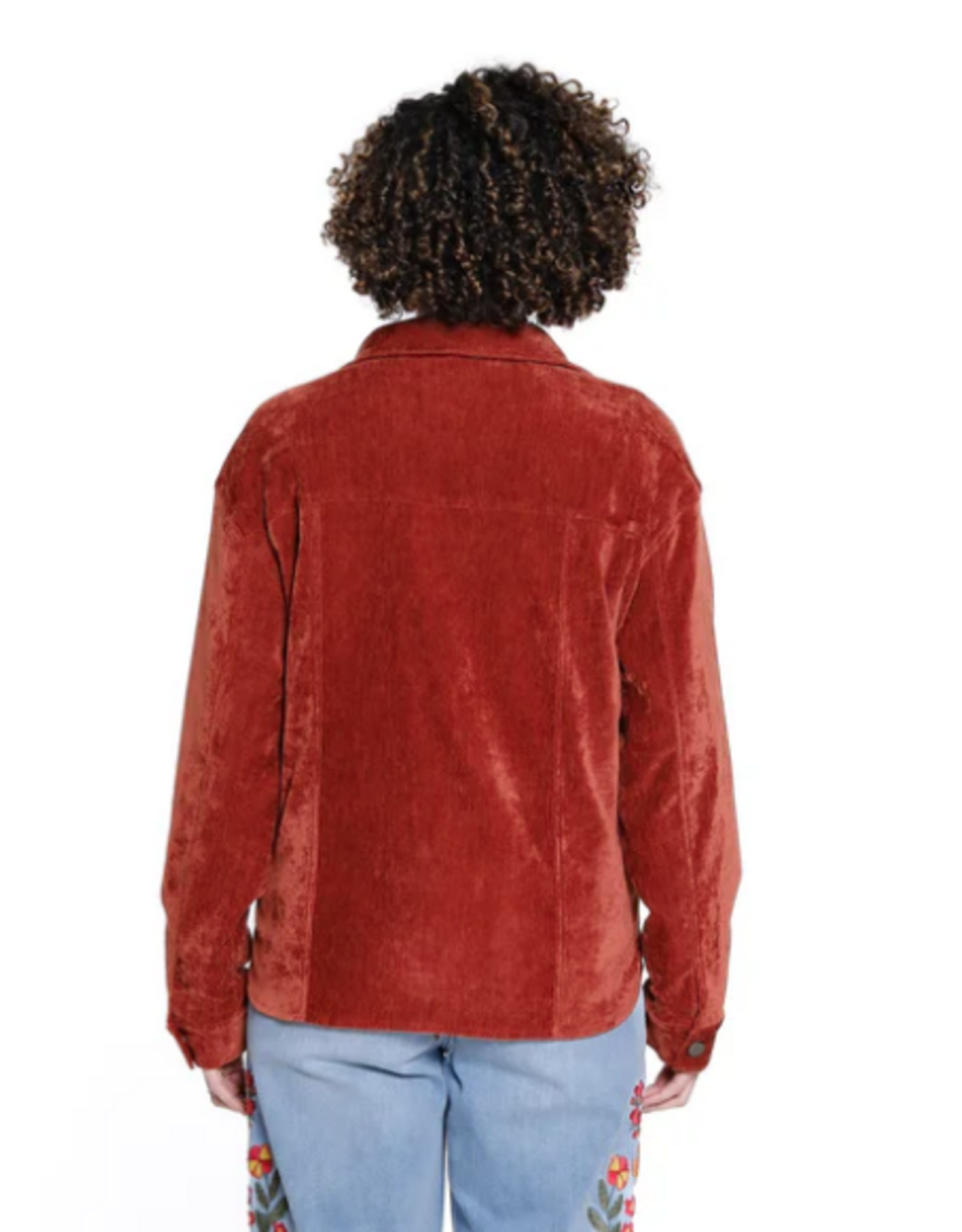 Sharon Young Inc Tru Luxe Rust Velveteen  Snap Up Shirt Jacket