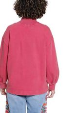 Sharon Young Inc Tru Luxe Dark Red Mock Neck Bow Applique Top