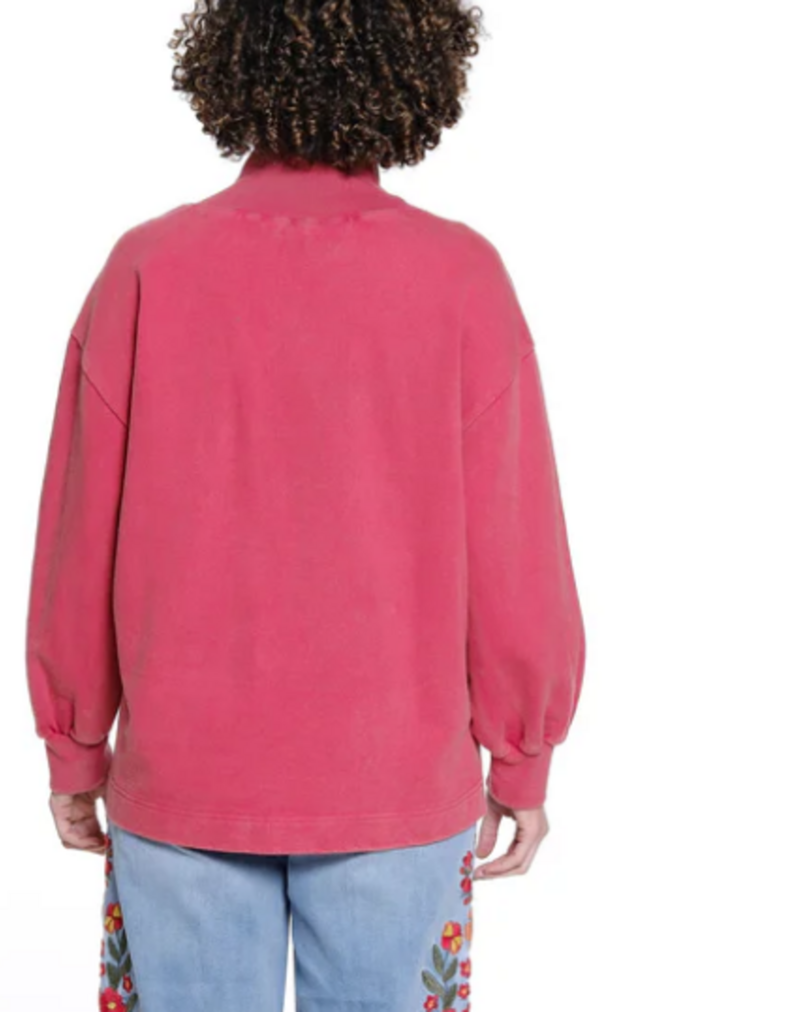 Sharon Young Inc Tru Luxe Dark Red Mock Neck Bow Applique Top