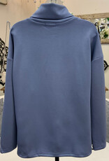 Creation Creation Denim Blue 1/4 Zip Scuba Fabric Pull Over Top