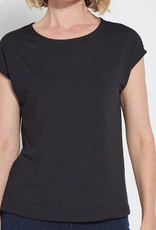 Lysse Lysse Black Round Neck Short Sleeve Top