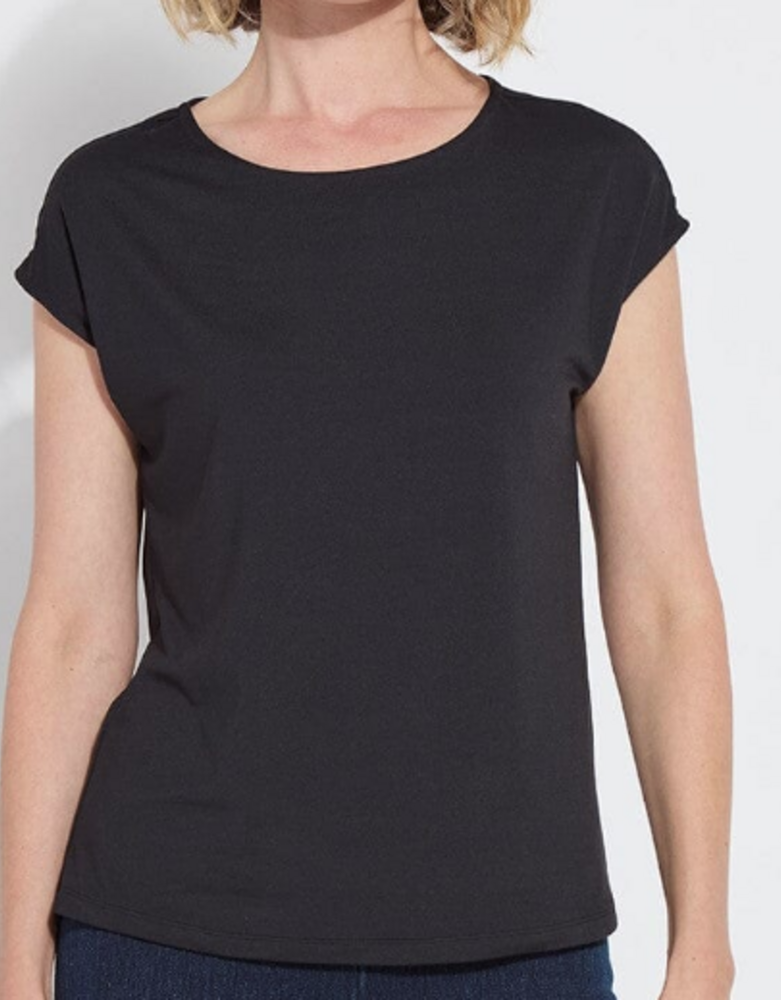 Lysse Lysse Black Round Neck Short Sleeve Top