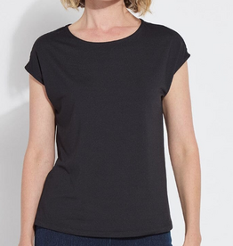 Lysse Lysse Black Round Neck Short Sleeve Top