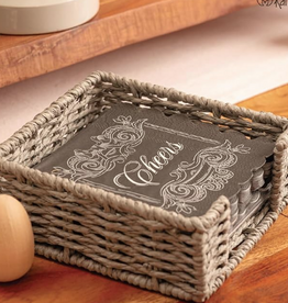 Karma 7038 Woven Cocktail Napkin Holder with Napkins